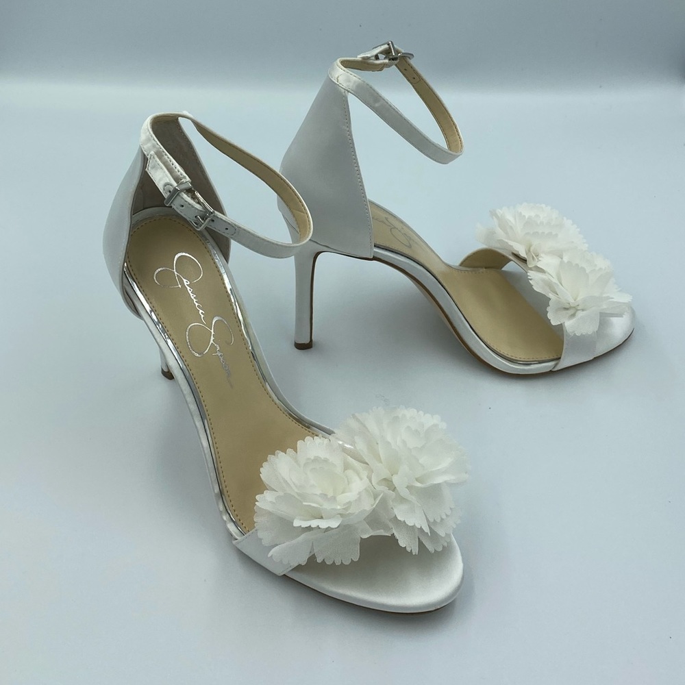 White sandal heels